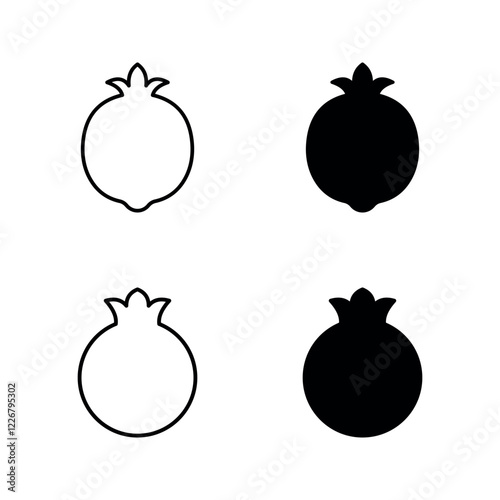 Pomegranate icon set color editable on white background