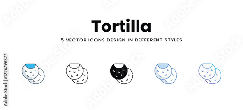 Tortilla icons in different style vector stock illustration