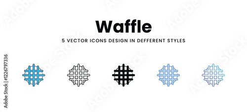 Waffle icons in different style vector stock illustration