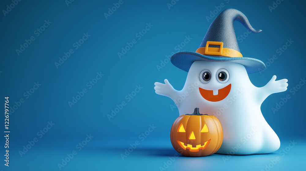 Cartoon groovy Halloween ghost character with pumpkin in witch hat, vector funny boo. Halloween holiday and horror night trick or treat party character of funky ghost with spooky pumpkin monster Cartoon groovy Halloween ghost character with pumpkin in witch hat, vector funny boo. Halloween holiday and horror night trick or treat party character of funky ghost with spooky pumpkin monster