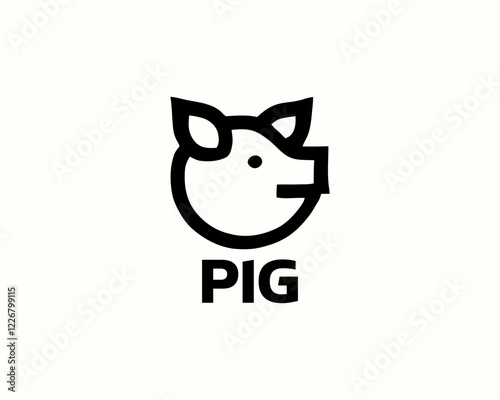 Pig silhouette logo design icon vector illustration. Black color pig logo template