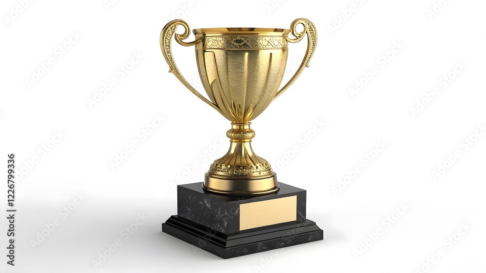 Golden Trophy Cup with Ornate Handles Achievement & Victory V4 Golden Trophy Cup with Ornate Handles Achievement & Victory V4