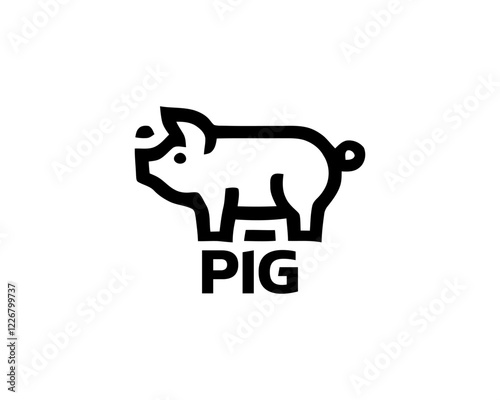 Pig silhouette logo design icon vector illustration. Black color pig logo template