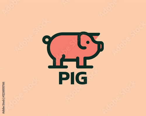 Pig logo design icon vector illustration.