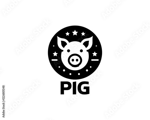 Pig silhouette logo design icon vector illustration. Black color pig logo template