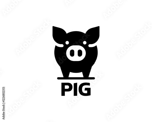 Pig silhouette logo design icon vector illustration. Black color pig logo template