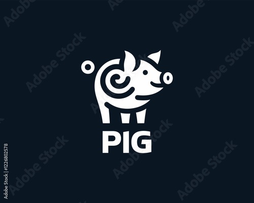 white color Pig logo design