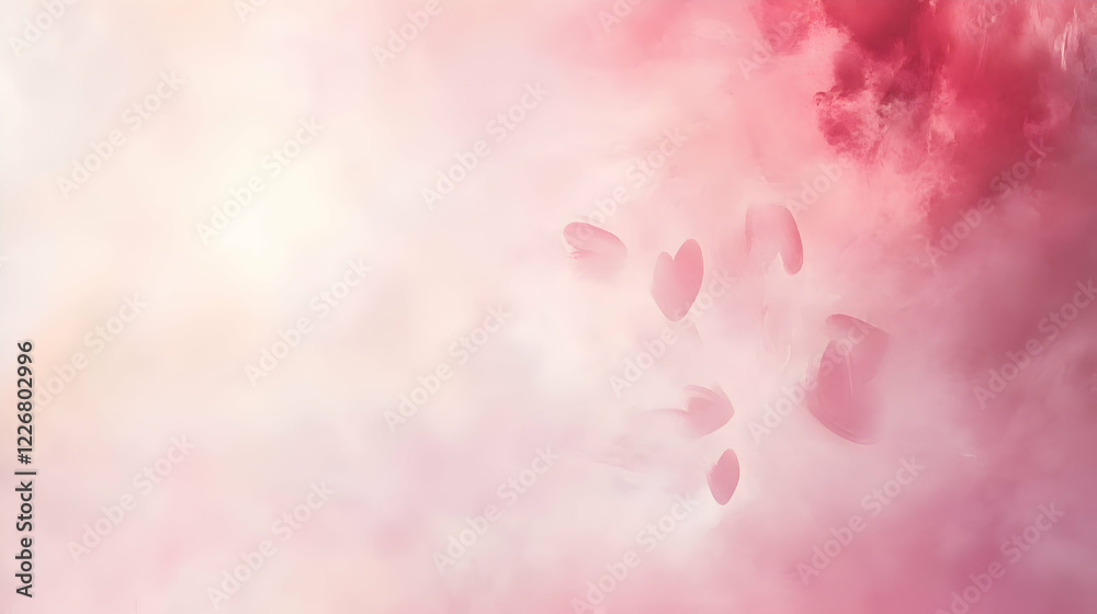A dreamy pink and red abstract background with floating hearts A dreamy pink and red abstract background with floating hearts