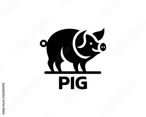 Pig silhouette logo design icon vector illustration. Black color pig logo template