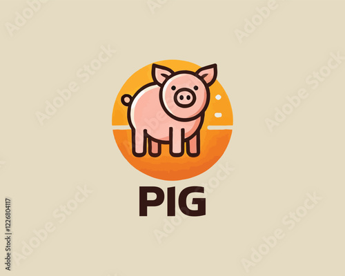 Pig logo design icon vector illustration.