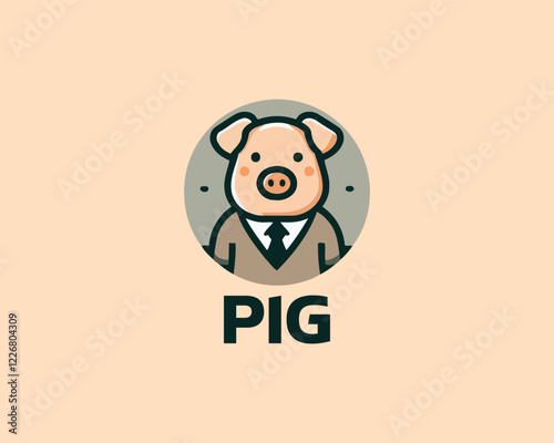 Pig logo design icon vector illustration.