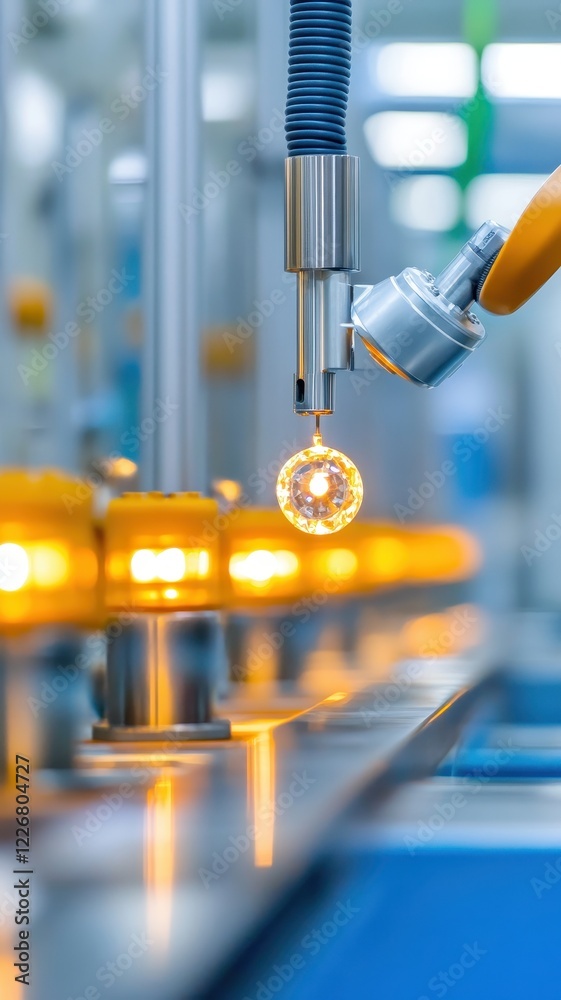 Fototapeta premium High-tech factory assembly line efficiently producing sparkling diamonds for the jewelry industry.