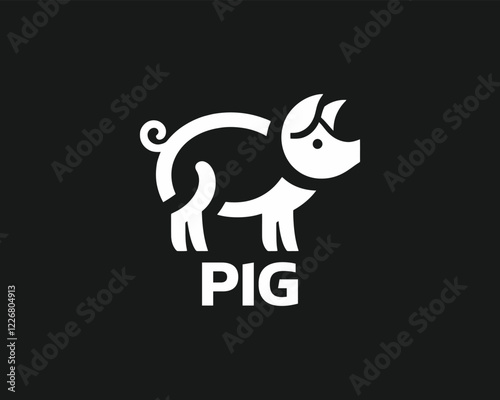white color Pig logo design