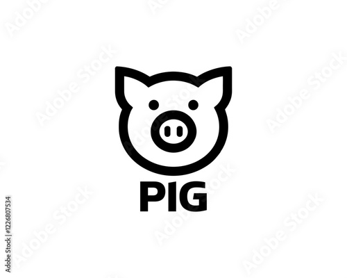 Pig silhouette logo design icon vector illustration. Black color pig logo template