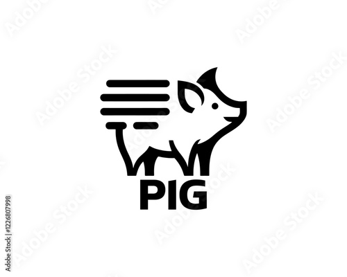 Pig silhouette logo design icon vector illustration. Black color pig logo template