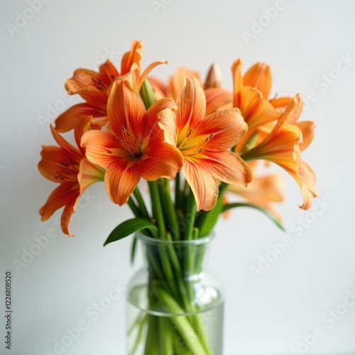 Brightly colored Peruvian lily astroemeria flowers in a vase, plant, vases, arrangements photo