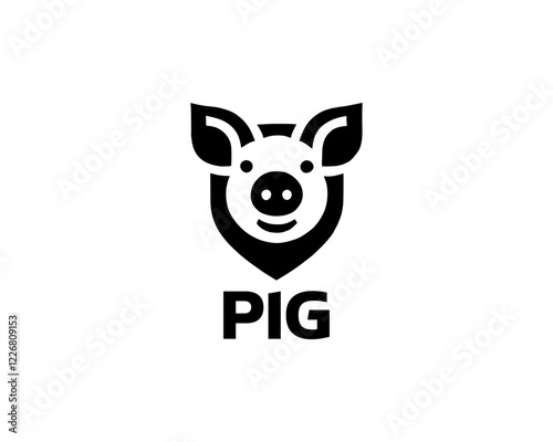 Pig silhouette logo design icon vector illustration. Black color pig logo template