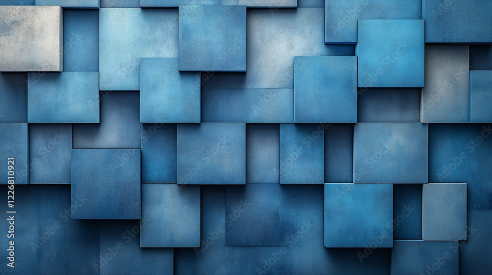 Textured blue wall with geometric shapes showcasing a modern design in an artistic setting. Generative AI Textured blue wall with geometric shapes showcasing a modern design in an artistic setting. Generative AI