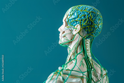 3D illustration of human lymphatic system, isolated on white background photo