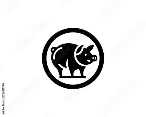 Pig silhouette logo design icon vector illustration. Black color pig logo template