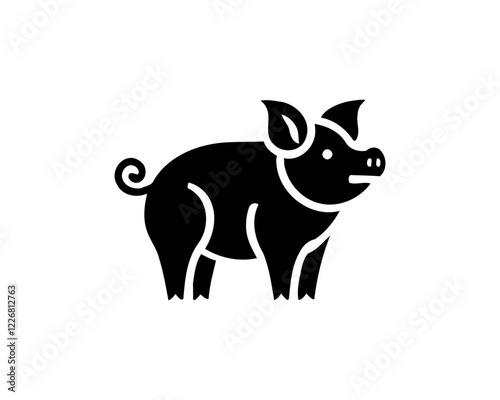 Pig silhouette logo design icon vector illustration. Black color pig logo template