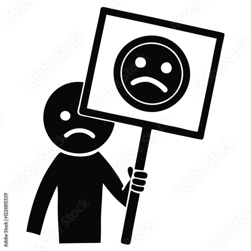 Sad Person Holding Sign with Frowning Face