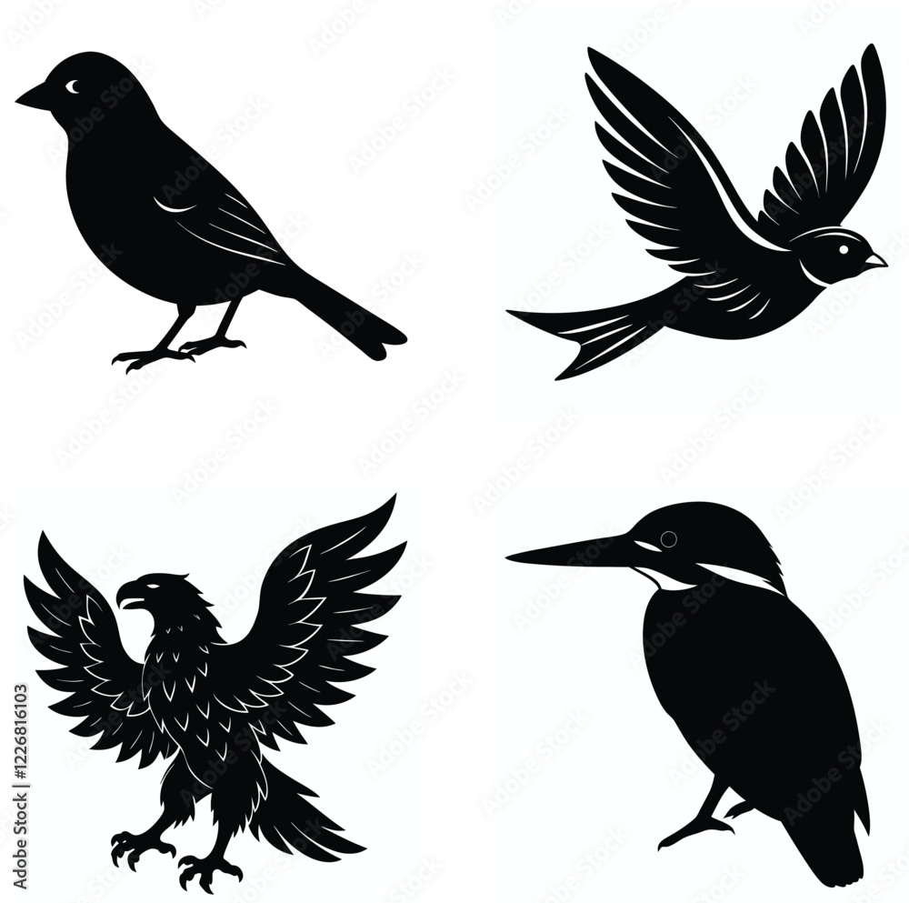 Obraz premium set of silhouettes of birds