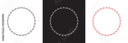 Sew stitch frame. Geometric border with needlework elements, decorative detailed frame.  ethnic lace seam ornament. isolated on white and black background. vector illustration. EPS 10