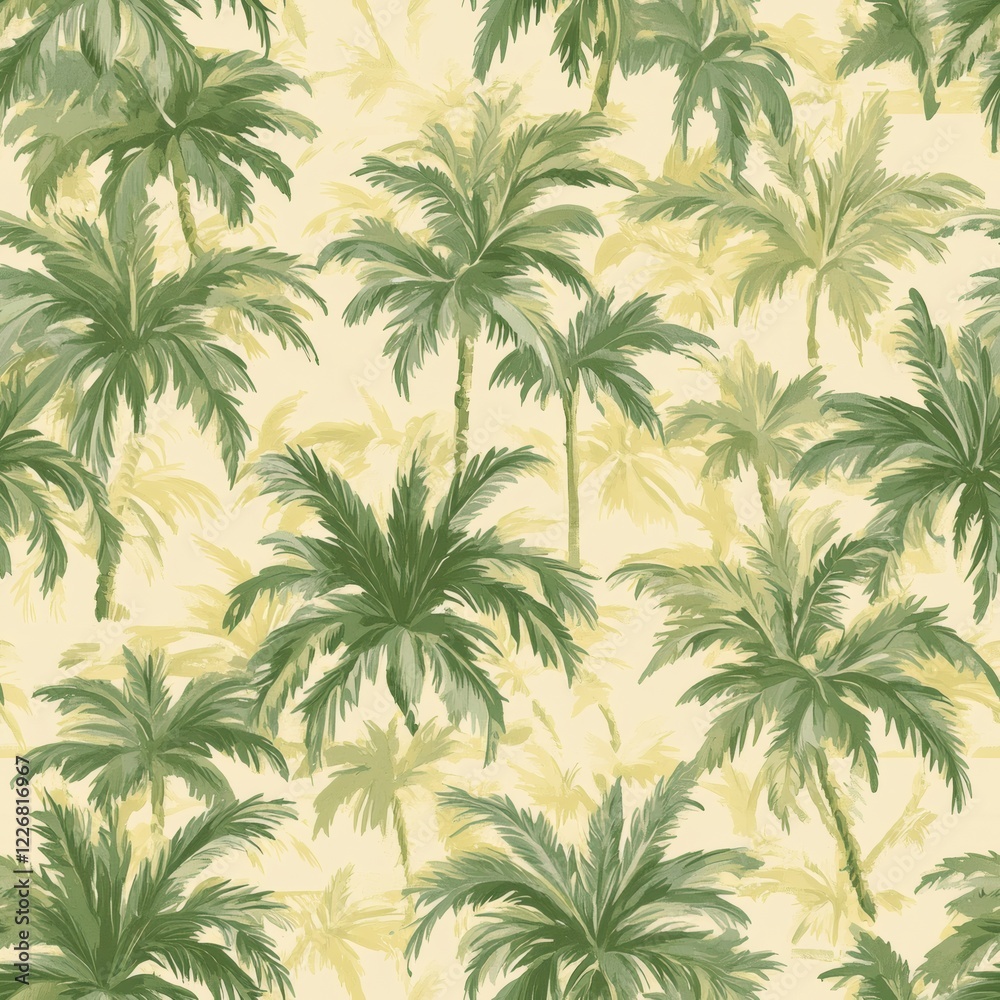 Tropical palm leaves create a serene backdrop on a light background in a vibrant botanical design Tropical palm leaves create a serene backdrop on a light background in a vibrant botanical design