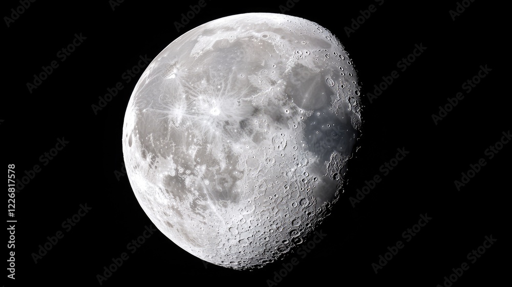 Obraz premium Gibbous Moon, night sky, celestial body, space exploration, astronomy