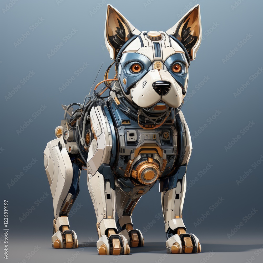 Sci-Fi Inspired Flat Vector Illustration of a High-Tech Robot Dog Sci-Fi Inspired Flat Vector Illustration of a High-Tech Robot Dog