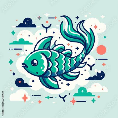illustration of fish with a rotating swimming style