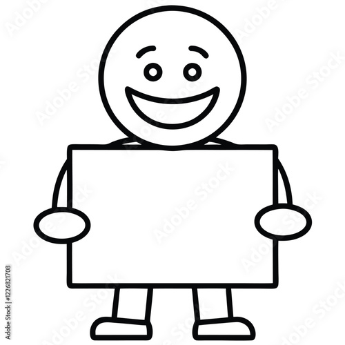 Hand Holding a Sign with a Smiling Emoji