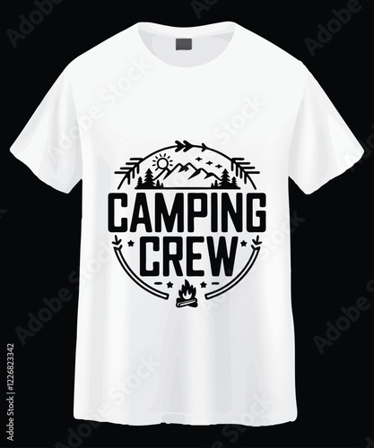White T-Shirt with "Camping Crew" Graphic Design