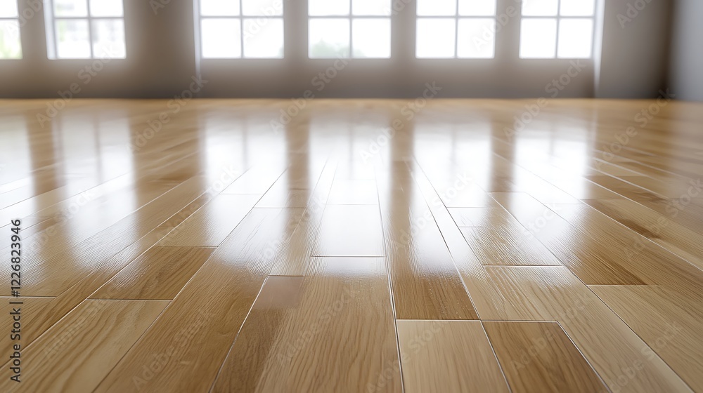 Fototapeta premium Shiny Light Wood Floor Reflecting Windows