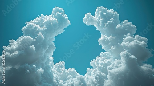 Blue sky with fluffy white clouds scattered across a bright sunny day