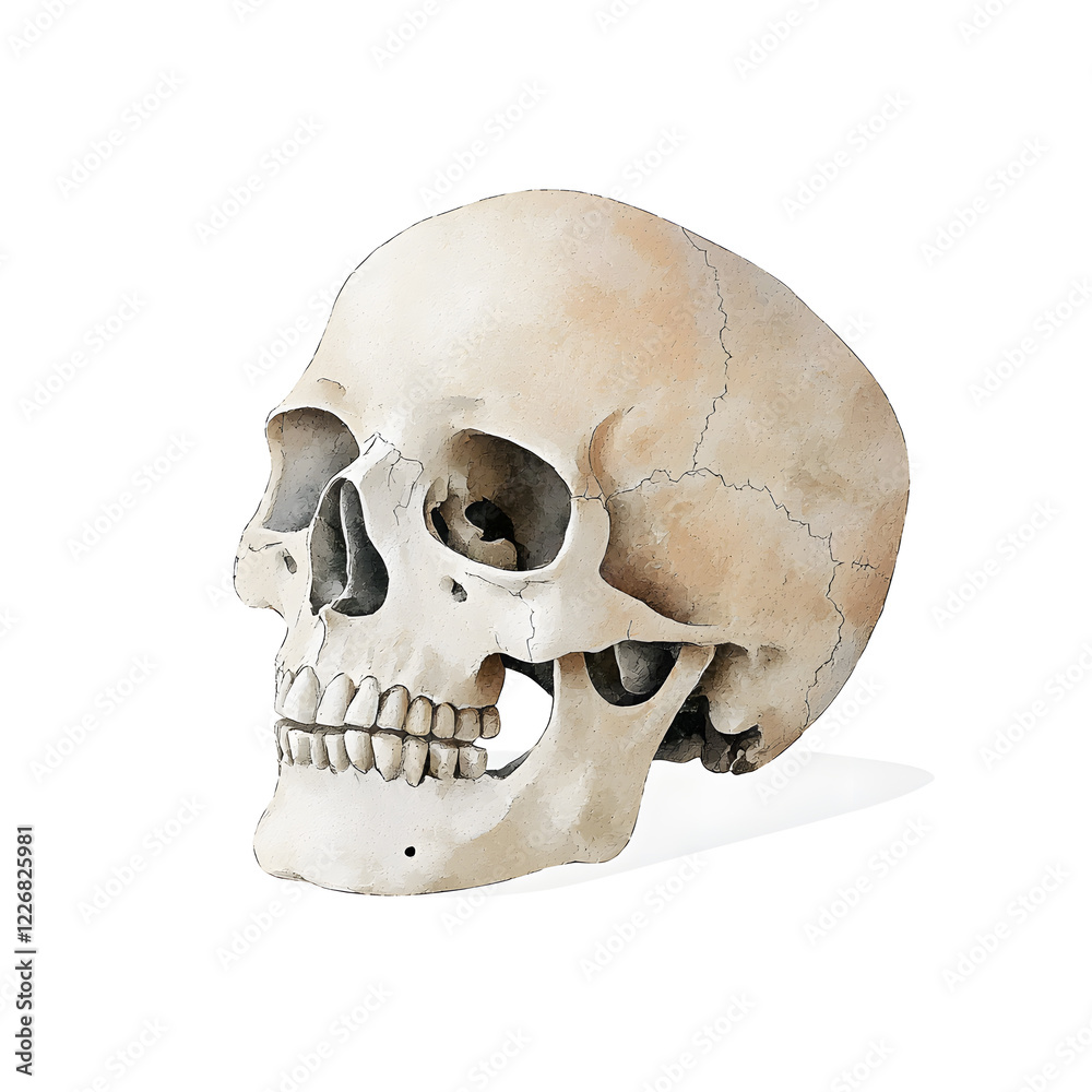 Obraz premium Human skull isolated on white background