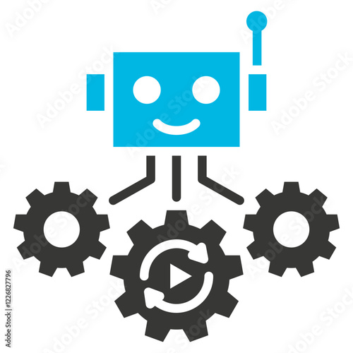 Robotic Process Automation Glyph Blue Grey Icon