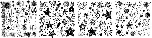 Bold black and white star and space themed illustrations perfect for creative projects