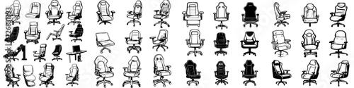 Collection of ergonomic office chairs suitable for different work environments and styles shown side by side