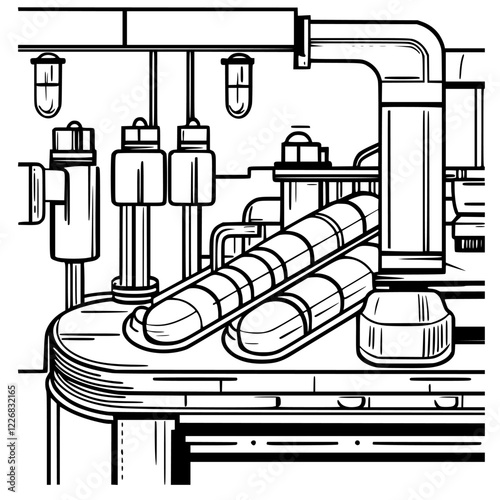 Industrial production line showcasing automated processes for creating packaged goods