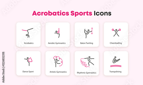 Acrobatic Sport Icon - Acrobatics, Aerobic Gymnastics, Baton Twirling, Cheerleading,
Dance Sport, Artistic Gymnastics, Rhythmic Gymnastics, Trampoline