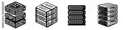 Stacked data servers showcasing modern technology in a digital landscape