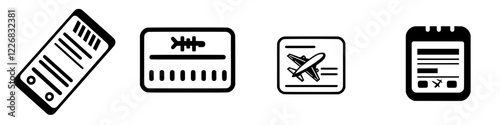 Travel tickets and boarding passes laid out for an upcoming flight journey from an airport terminal