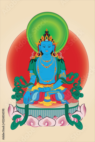 Traditional Thangka Artwork of Buddha Akshobhya Tibetan Buddhist Sacred Art