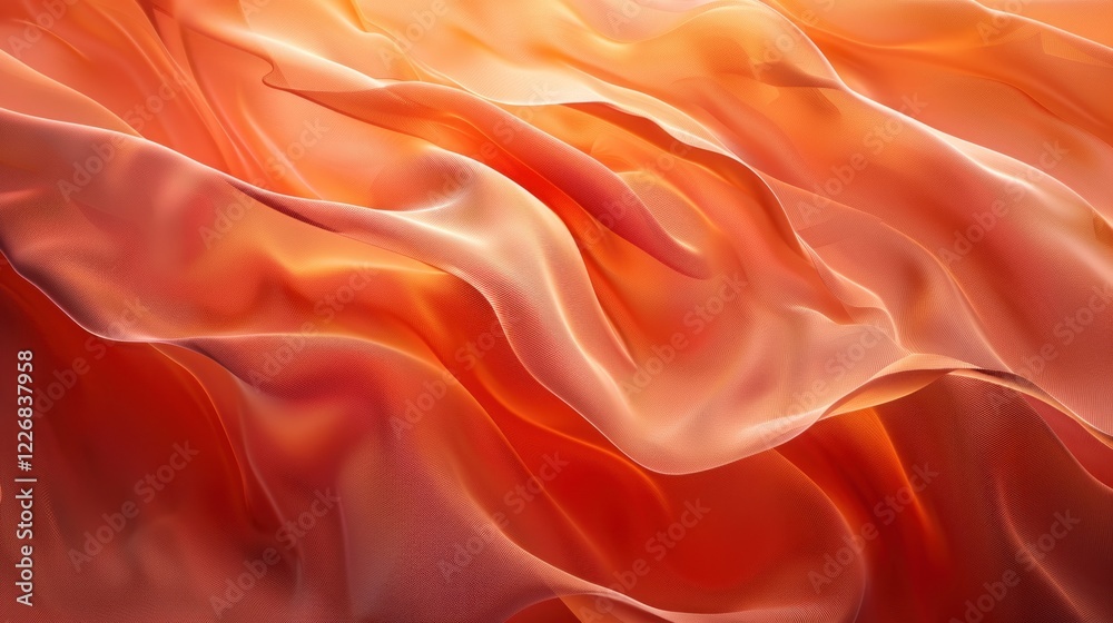Obraz premium Closeup of Rippled Orange Silk Fabric as Abstract Background