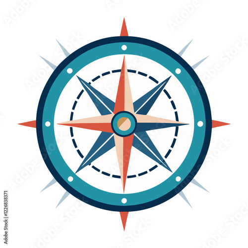 A colorful compass design features a striking, detailed star shape at its center, surrounded by a circular border. This compass symbolizes direction and navigation