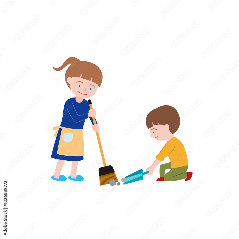 help with the housework: sweep with a broom help with the housework: sweep with a broom