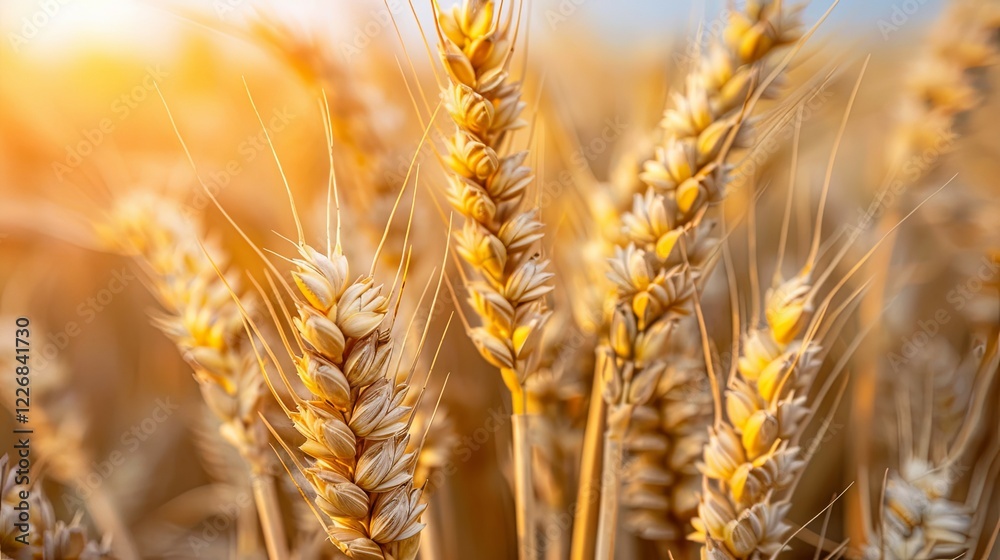Golden Wheat Stalks in a Summer Field