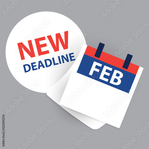 Modern Style General New Deadline Announcement Banner Template with Calendar, Ring Binder for Month of February and with Copyspace, Place for the Exact Date, Day Number of the Month